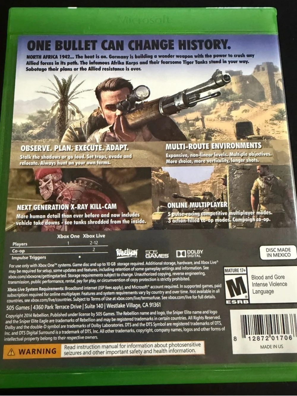 Microsoft Xbox One Sniper Elite III Afrika - Green Case